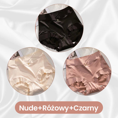 Eleganckie bezszwowe majtki kontrolujące brzuch – satyna & jedwab, komfort przez cały dzień