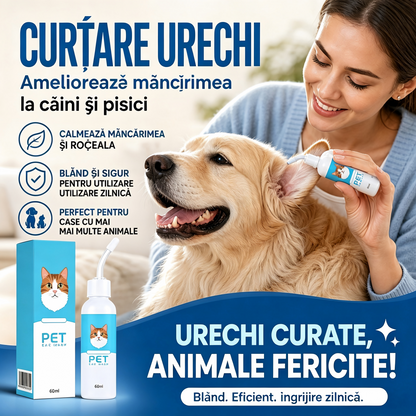 🐾 CUMPĂRĂ 1, PRIMEȘTI 1 GRATIS! 🔥 Produs de curățare pentru urechile animalelor de companie – Extracte naturale din plante – Peste 68.000 de bucăți vândute – delicat, sigur pentru câini și pisici – ajută la prevenirea infecțiilor 🌿🐶✨
