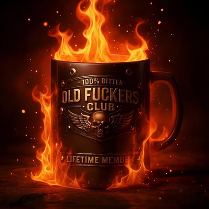 Kubek OLD FUCKERS CLUB – 100% goryczy, zawsze prawdziwy. Członek dożywotni.