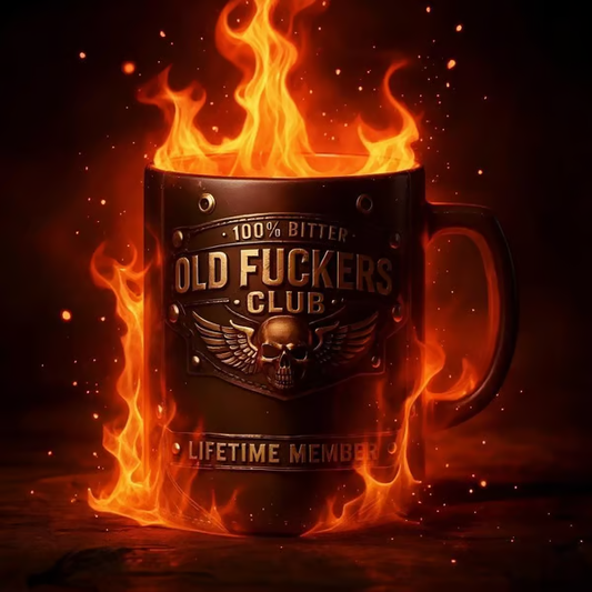 Kubek OLD FUCKERS CLUB – 100% goryczy, zawsze prawdziwy. Członek dożywotni.