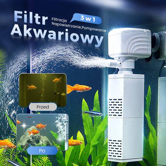 Filtr do akwarium 3 w 1 – filtracja, natlenianie i pompowanie wody