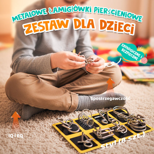✨ Metalowe pierścienie-układanka, osiem elementów