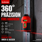 🔴📐360°-LÉZERES NÍVÓZÓ IP54 VÉDELEMMEL – BELSŐ ÉS KÜLSŐ HASZNÁLATRA