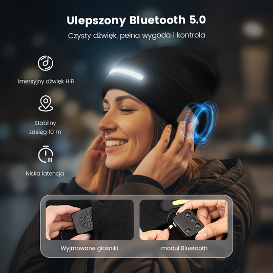 🔥50% zniżki🎧 Słuchawki Bluetooth i latarka czołowa 2 w 1 w czapce