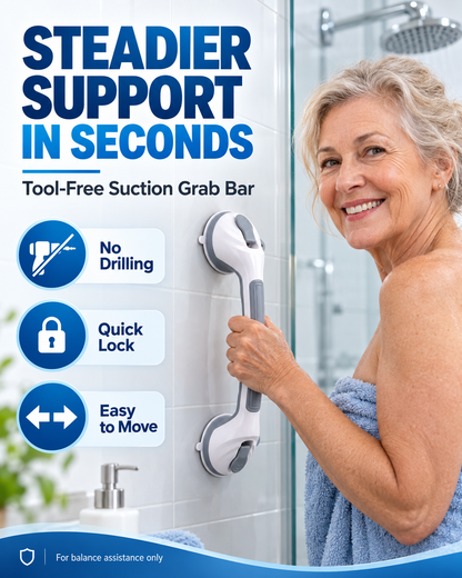 🚿 50% kedvezmény! ✨ Tapadókorongos kapaszkodó – szerszám és fúrás nélküli felszerelés csempére és üvegre, erős vákuumtapadás, eltávolítható és újrafelhasználható – extra egyensúlytámogatás a fürdőszobai biztonság érdekében