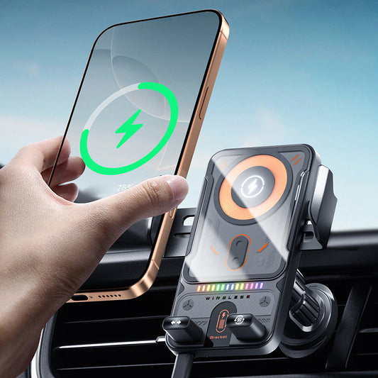⚡📱Inteligentny uchwyt samochodowy 2 w 1 z funkcją obrotu i bezprzewodową ładowarką🚗
