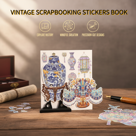 Zeszyt z winylowymi naklejkami w stylu vintage