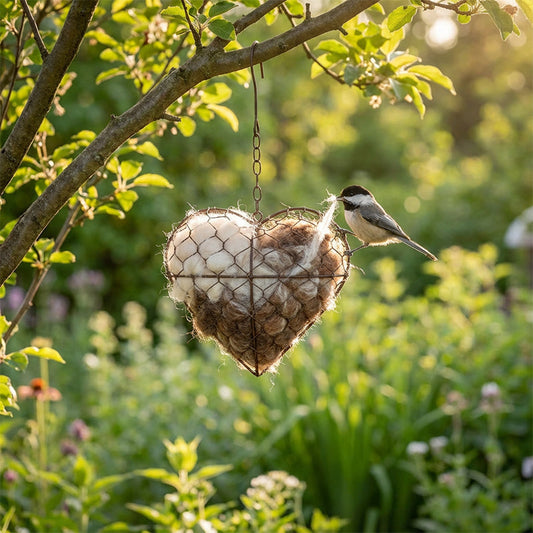 🦜Ręcznie wykonane serce wypełnione materiałami budowlanymi dla ptaków