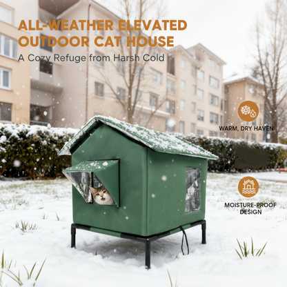 🐱 Magasított kültéri macskaház | M/L méretű menedék