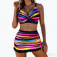 🔥Reducere de 50%✨ Costum de baie două piese cu dungi colorate — suport bun, modelant și elegant