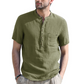 👕🌿FÉRFI NYÁRI HENLEY PÓLÓ – RÖVID UJJÚ, PAMUT-LEN KASUAL ING, KÉNYELMES ÉS LÉLEGZŐ