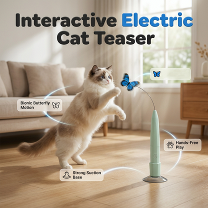🐱🦋 Electric cat teaser – rotating butterfly, auto play, suction cup fun!