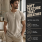 👕🌿Férfi rövid ujjú légáteresztő Henley ing – Kényelmes pamut anyag, mindennapi stílushoz
