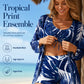 🌸 REDUCERE DE 50% ACUM! 🌸 Set de 3 piese de costum de baie pentru femei, cu imprimeu tropical