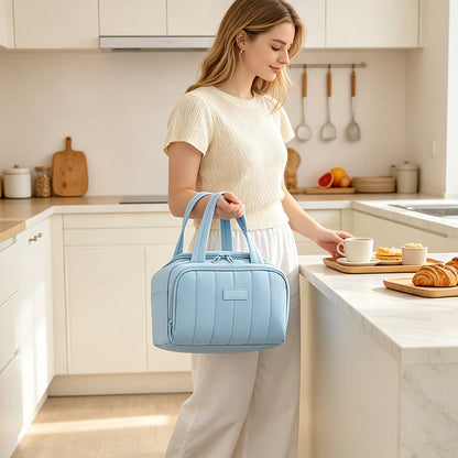🧊 50%! 🥪 Hőszigetelt és vízálló, steppelt ételtáska – poliészter – hőszigetelés és nagy, 7 literes űrtartalom munkához, iskolába és utazáshoz ✨