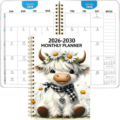 🗓️ Éves tervezőnapló skót hegyvidéki tehén mintával – 2026–2030