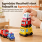🚗 4 darabos mágneses elektromos játékautó-készlet – Hang és fény, rajzfilm stílus, egymásra rakható